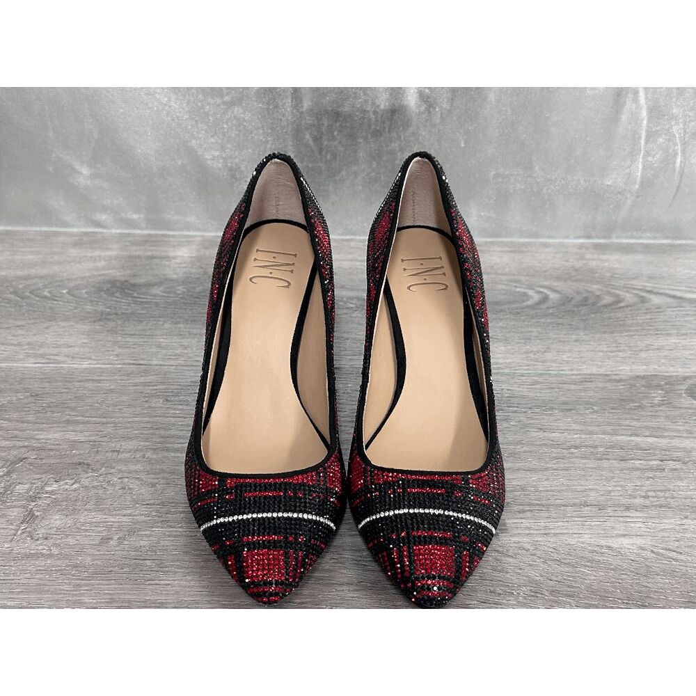 I.N.C. International Concepts Women's Zitah Pointed Toe Pumps - Red Plaid 5.5M